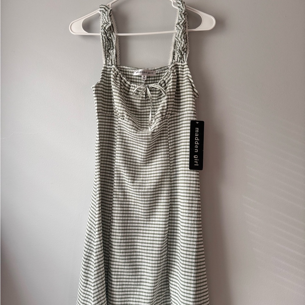 Madden Girl Green and White Striped Dress